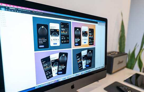 Computer screen with multimedia design