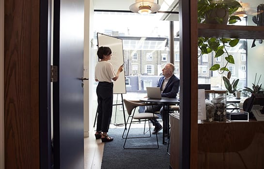 Woman presenting strategy to a client