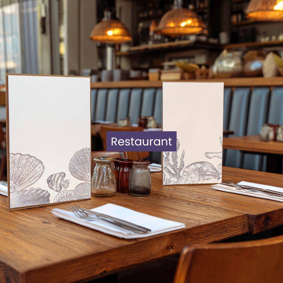 Restaurant menus on a restaruant table